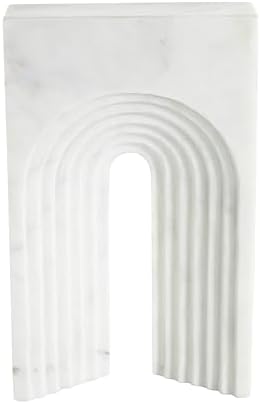 Deco 79 White Marble Rectangular Geometric Sculpture 7 x 2 x 11
