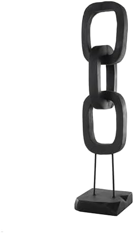 Deco 79 Black Teak Wood Chain Sculpture with Stand
