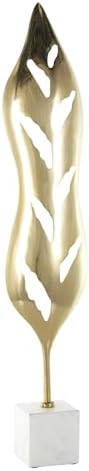 Deco 79 Gold Leaf Aluminum Sculpture with White Marble Base