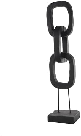 Deco 79 Black Teak Wood Chain Sculpture with Stand