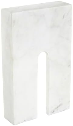 Deco 79 White Marble Rectangular Geometric Sculpture 7 x 2 x 11