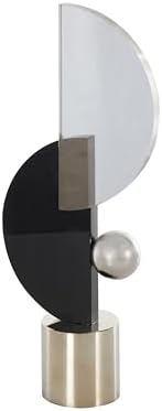 Deco 79 Glass Abstract Decor Sculpture with Silver Base