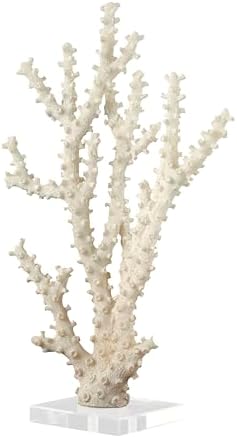 Deco 79 Cream Coral Sculpture with Clear Acrylic Base