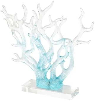 Deco 79 Blue Glass Coral Statue with Clear Base