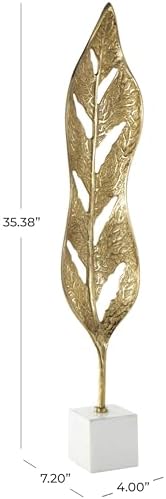Deco 79 Gold Leaf Aluminum Sculpture with White Marble Base