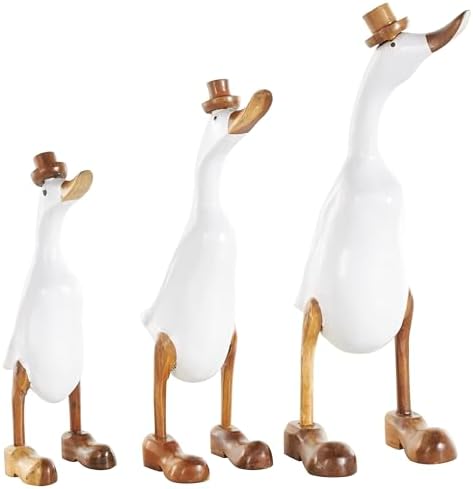 Deco 79 Bamboo Duck Statues with Hats and Shoes Set of 3