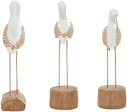 Deco 79 White Polystone Bird Sculptures Set of 3