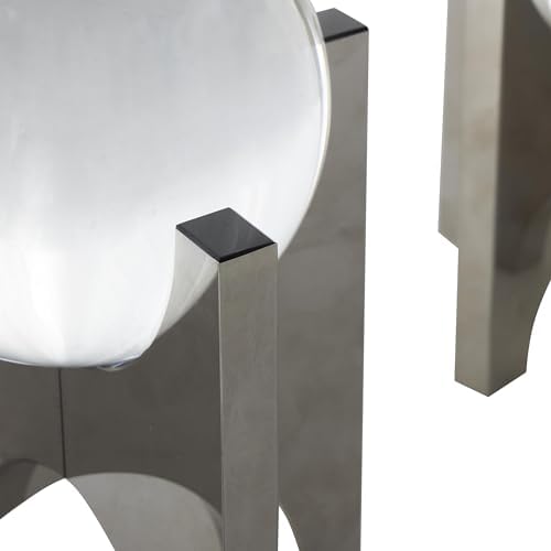 Deco 79 Glass Geometric Orb Statues with X Holder Set of 2