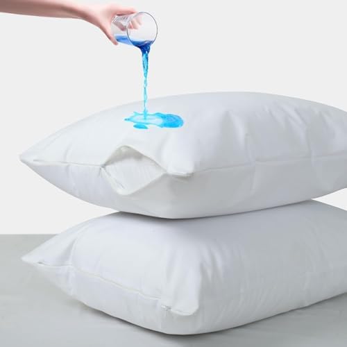 Waterproof Pillow Protectors with Zipper - 4 Pack King Size
