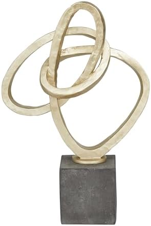 Deco 79 Polystone Abstract Gold Sculpture with Black Base