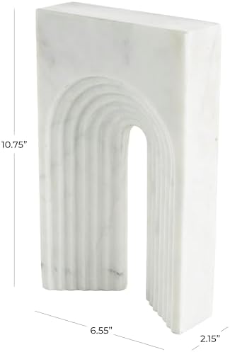 Deco 79 White Marble Rectangular Geometric Sculpture 7 x 2 x 11