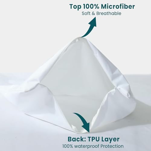Waterproof Pillow Protectors with Zipper - 4 Pack King Size