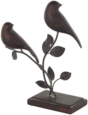 Deco 79 Polystone Bird Sculpture with Leaf Vines and Copper Shading