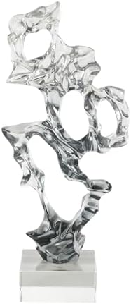 Deco 79 Abstract Glass Sculpture with Clear Base