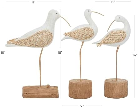 Deco 79 White Polystone Bird Sculptures Set of 3