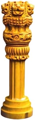 Ashoka Stambh Wooden Pillar with Brass Accents 3 Inch