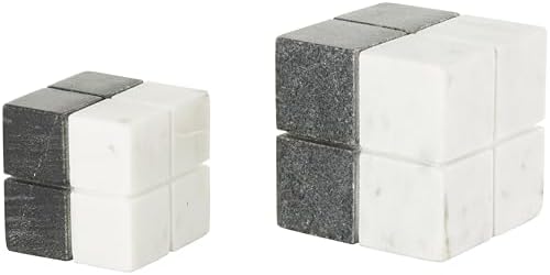 Deco 79 Marble Dice Geometric Sculpture Set of 2