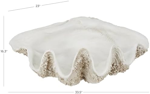 Deco 79 White Polystone Shell Sculpture 34x23x16 1