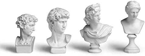 TRANSGOOD 4Pcs Classic Greek Bust Resin Statues Home Decor