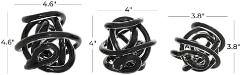 Deco 79 Glass Knot Sculpture Set of 3 Black