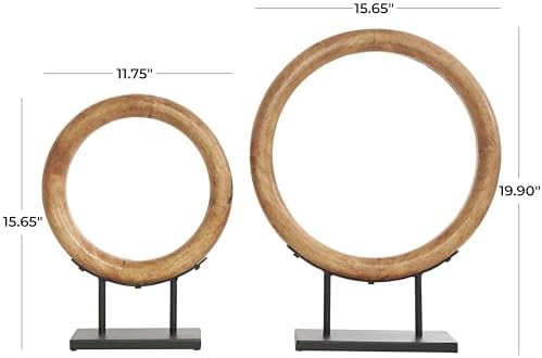 Deco 79 Modern Wooden Sculpture Set with Black Stands