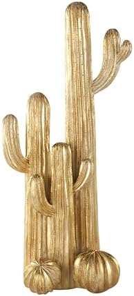 Deco 79 Gold Resin Cactus Sculpture 10x7x23 Home Decor Accent