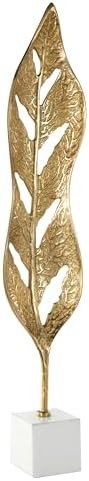 Deco 79 Gold Leaf Aluminum Sculpture with White Marble Base