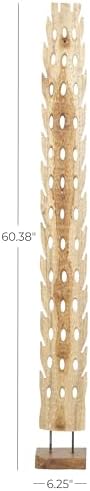 Deco 79 Teak Wood Abstract Sculpture with Live Edge Base 1