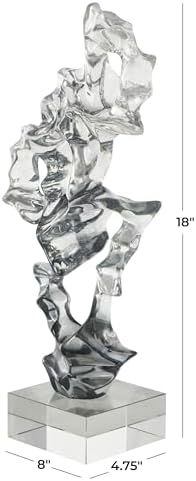 Deco 79 Abstract Glass Sculpture with Clear Base