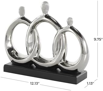 Deco 79 Ceramic Family Sculpture with Black Base 12 x 10 Silver