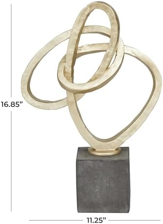 Deco 79 Polystone Abstract Gold Sculpture with Black Base