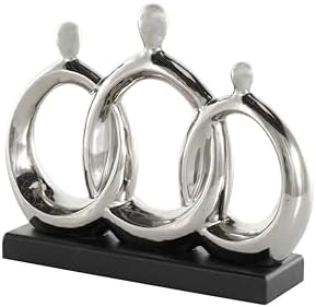 Deco 79 Ceramic Family Sculpture with Black Base 12 x 10 Silver