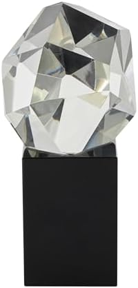 Deco 79 Glass Abstract Decorative Statue with Black Base