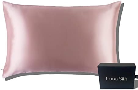 LunaSilk Pink Silk Pillowcase with Hidden Zipper