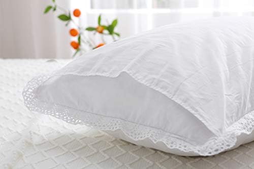 White Crocheted Lace Pillow Shams Queen Set 2PCS 30x20