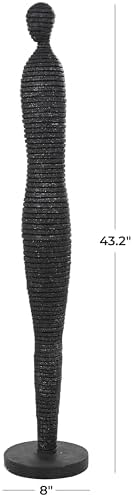 Deco 79 Polystone People Statue Tall Slim Figure Black Decor