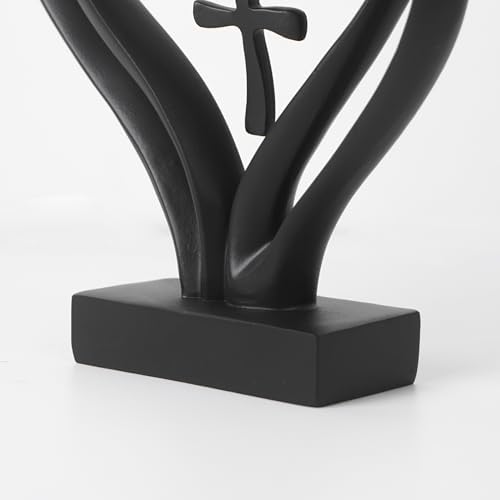 DreamsEden Romantic Wedding Sculpture - Two Hearts and Cross Decor