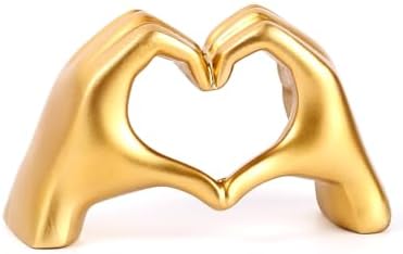 Heart Hands Sculpture Gold Decor Living Room Bedroom Accent