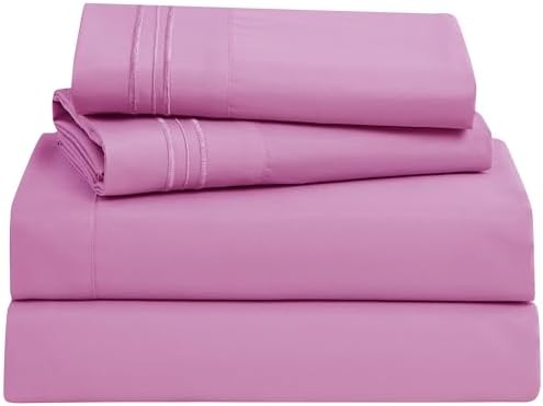 Clara Clark Luxury Soft 4 Piece Bed Sheet Set Full Light Pink