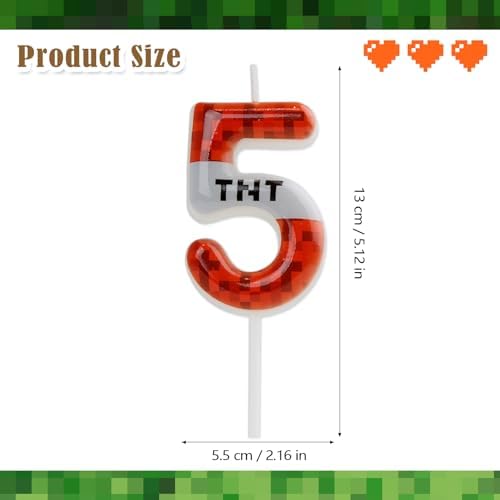 TNT Themed Birthday Candles Number 10 Pixel Cake Topper for Kids