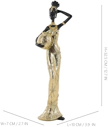 Set of 2 Resin African Women Statues with Gold Pots
