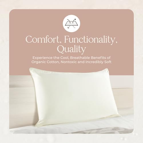 Whisper Organics Organic Cotton Pillow Protector - 2 Pack Queen Size