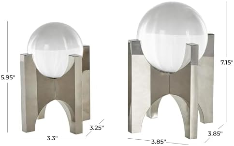 Deco 79 Glass Geometric Orb Statues with X Holder Set of 2
