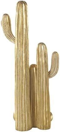 Deco 79 Gold Resin Cactus Sculpture 10x7x23 Home Decor Accent