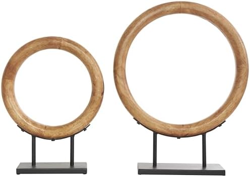 Deco 79 Modern Wooden Sculpture Set with Black Stands
