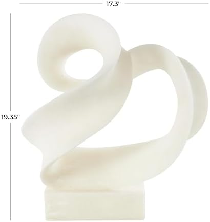 Deco 79 Polystone Abstract Wave Sculpture with Base