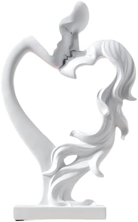 Couple Love Actually Heart Kissing Sculpture White