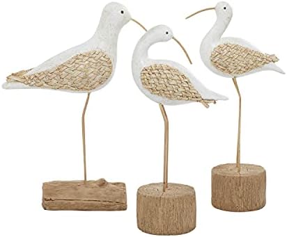 Deco 79 White Polystone Bird Sculptures Set of 3