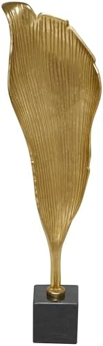 Deco 79 Gold Aluminum Leaf Sculpture with Black Marble Base 1