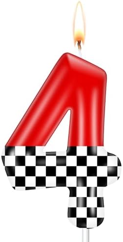 MTLEE Number 4 Racing Car Birthday Candle 1